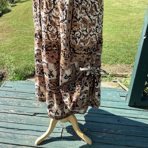 Tiered boho cottagecore upcycled bedspread elastic drawstring maxi skirt sm to L - Picture 5 of 16